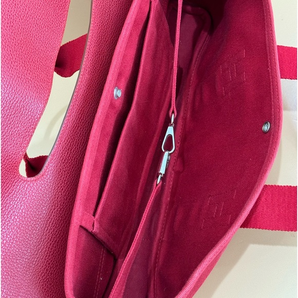 HERMES VINTAGE Valparaiso PM Long Handbag Toile Chevron Red Ladies Handbag - Picture 12 of 16